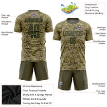 Load image into Gallery viewer, Custom Camo Olive-Black Sublimation Salute To Service Soccer Uniform Jersey
