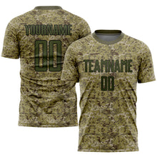 Load image into Gallery viewer, Custom Camo Olive-Black Sublimation Salute To Service Soccer Uniform Jersey
