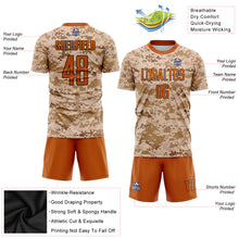 Load image into Gallery viewer, Custom Camo Texas Orange-Brown Sublimation Salute To Service Soccer Uniform Jersey
