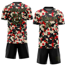 Load image into Gallery viewer, Custom Camo Olive-Black Sublimation Salute To Service Soccer Uniform Jersey
