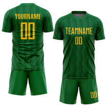 Load image into Gallery viewer, Custom Kelly Green Gold Sublimation Soccer Uniform Jersey
