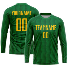 Load image into Gallery viewer, Custom Kelly Green Gold Sublimation Soccer Uniform Jersey
