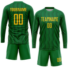 Load image into Gallery viewer, Custom Kelly Green Gold Sublimation Soccer Uniform Jersey
