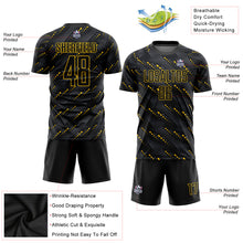 Load image into Gallery viewer, Custom Black Black-Gold Sublimation Soccer Uniform Jersey
