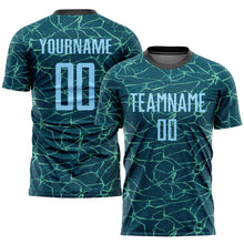 Load image into Gallery viewer, Custom Teal Light Blue-Black Sublimation Soccer Uniform Jersey
