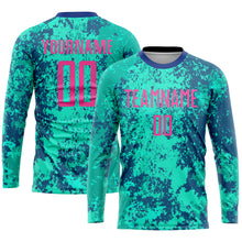Load image into Gallery viewer, Custom Teal Pink-Royal Sublimation Soccer Uniform Jersey
