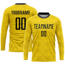 Load image into Gallery viewer, Custom Gold Black Sublimation Soccer Uniform Jersey
