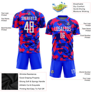 Custom Camo White-Royal Sublimation Salute To Service Soccer Uniform Jersey