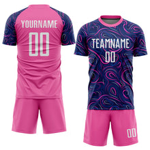 Load image into Gallery viewer, Custom Navy White-Pink Sublimation Soccer Uniform Jersey
