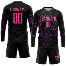 Load image into Gallery viewer, Custom Black Pink-Light Blue Sublimation Soccer Uniform Jersey
