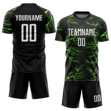 Load image into Gallery viewer, Custom Black White-Neon Green Sublimation Soccer Uniform Jersey
