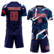Load image into Gallery viewer, Custom Navy Red-White Sublimation Soccer Uniform Jersey
