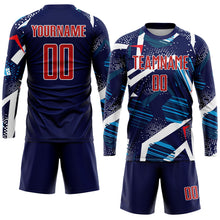 Load image into Gallery viewer, Custom Navy Red-White Sublimation Soccer Uniform Jersey
