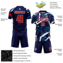 Load image into Gallery viewer, Custom Navy Red-White Sublimation Soccer Uniform Jersey
