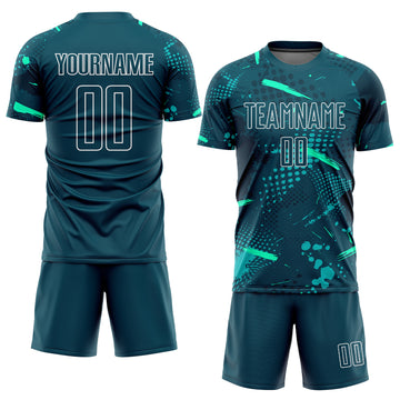 Custom Green Green-Teal Sublimation Soccer Uniform Jersey