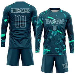 Custom Green Green-Teal Sublimation Soccer Uniform Jersey