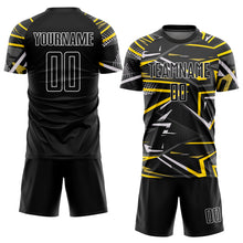 Load image into Gallery viewer, Custom Black Black-Gold Sublimation Soccer Uniform Jersey
