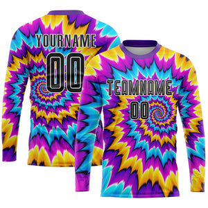 Custom Tie Dye Black-White Sublimation Soccer Uniform Jersey