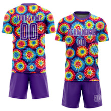 Load image into Gallery viewer, Custom Tie Dye Purple-White Sublimation Soccer Uniform Jersey

