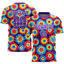 Load image into Gallery viewer, Custom Tie Dye Purple-White Sublimation Soccer Uniform Jersey
