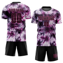 Load image into Gallery viewer, Custom Tie Dye Black-Pink Sublimation Soccer Uniform Jersey
