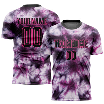Custom Tie Dye Black-Pink Sublimation Soccer Uniform Jersey