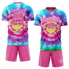 Load image into Gallery viewer, Custom Tie Dye Pink-White Sublimation Soccer Uniform Jersey
