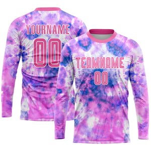 Custom Tie Dye Pink-White Sublimation Soccer Uniform Jersey