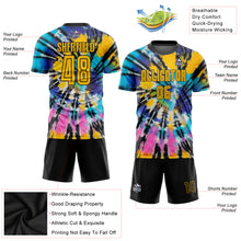 Load image into Gallery viewer, Custom Tie Dye Gold-Black Sublimation Soccer Uniform Jersey

