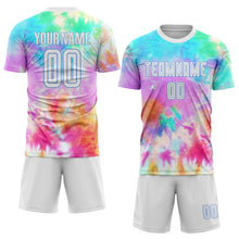 Load image into Gallery viewer, Custom Tie Dye White-Light Blue Sublimation Soccer Uniform Jersey
