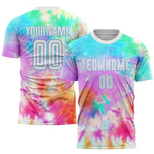 Load image into Gallery viewer, Custom Tie Dye White-Light Blue Sublimation Soccer Uniform Jersey
