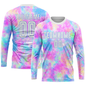 Custom Tie Dye White-Light Blue Sublimation Soccer Uniform Jersey