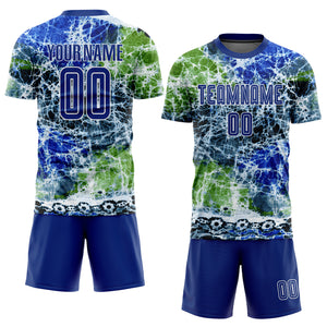 Custom Tie Dye Royal-White Sublimation Soccer Uniform Jersey