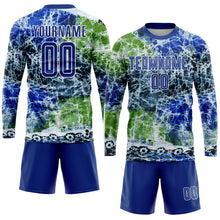 Load image into Gallery viewer, Custom Tie Dye Royal-White Sublimation Soccer Uniform Jersey
