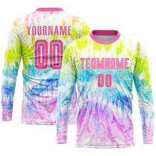 Load image into Gallery viewer, Custom Tie Dye Pink-White Sublimation Soccer Uniform Jersey
