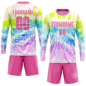 Custom Tie Dye Pink-White Sublimation Soccer Uniform Jersey