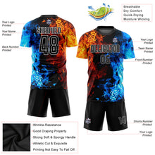 Load image into Gallery viewer, Custom Figure Black-White Flame Sublimation Soccer Uniform Jersey
