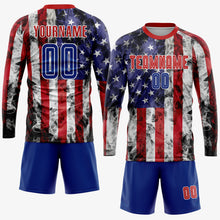 Load image into Gallery viewer, Custom White Royal-Red American Flag Fashion Sublimation Soccer Uniform Jersey
