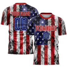 Load image into Gallery viewer, Custom White Royal-Red American Flag Fashion Sublimation Soccer Uniform Jersey
