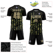 Load image into Gallery viewer, Custom Camo Vegas Gold-Black American Flag Fashion Sublimation Salute To Service Soccer Uniform Jersey
