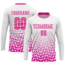 Load image into Gallery viewer, Custom White Pink Sublimation Soccer Uniform Jersey
