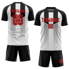 Load image into Gallery viewer, Custom Black Red-White Sublimation Soccer Uniform Jersey
