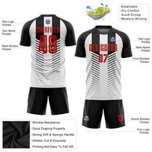 Load image into Gallery viewer, Custom Black Red-White Sublimation Soccer Uniform Jersey
