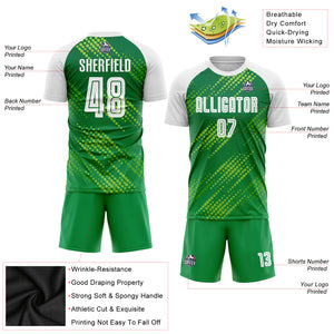 Custom Neon Green White-Kelly Green Sublimation Soccer Uniform Jersey