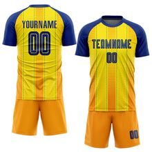 Load image into Gallery viewer, Custom Gold Royal-Orange Sublimation Soccer Uniform Jersey
