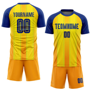 Custom Gold Royal-Orange Sublimation Soccer Uniform Jersey