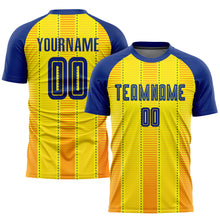 Load image into Gallery viewer, Custom Gold Royal-Orange Sublimation Soccer Uniform Jersey

