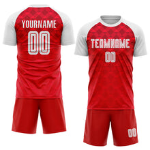 Load image into Gallery viewer, Custom Red White Away Sublimation Soccer Uniform Jersey

