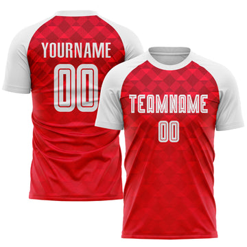 Custom Red White Away Sublimation Soccer Uniform Jersey