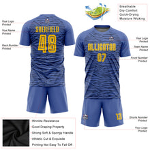 Load image into Gallery viewer, Custom Light Blue Gold-Black Third Sublimation Soccer Uniform Jersey
